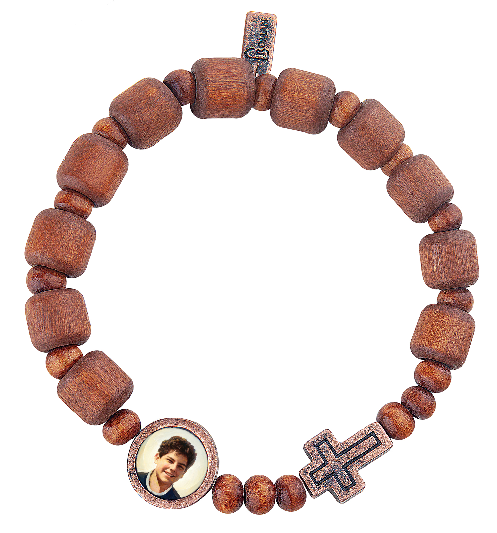 Pulsera San Carlo Acutis, Joseph's Studio, Madera Con Metal.